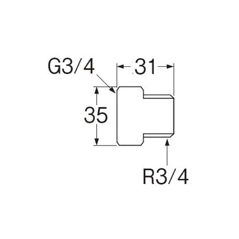 SANEI T253-2-20 Pipe Fitting Nipple Male and Female Nipple Nominal