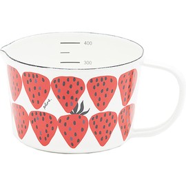 Tamahashi Plune "Prune" Measuring Cup 450ml Red Strawberry Enamel MC-603