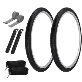 PRO+ TIRE 700 X 40 Black/Black SIDEWALL Pair of Tires W/Tubes (48MM Presta Valve), Rim Strips & TIRE LEVERS W-2101