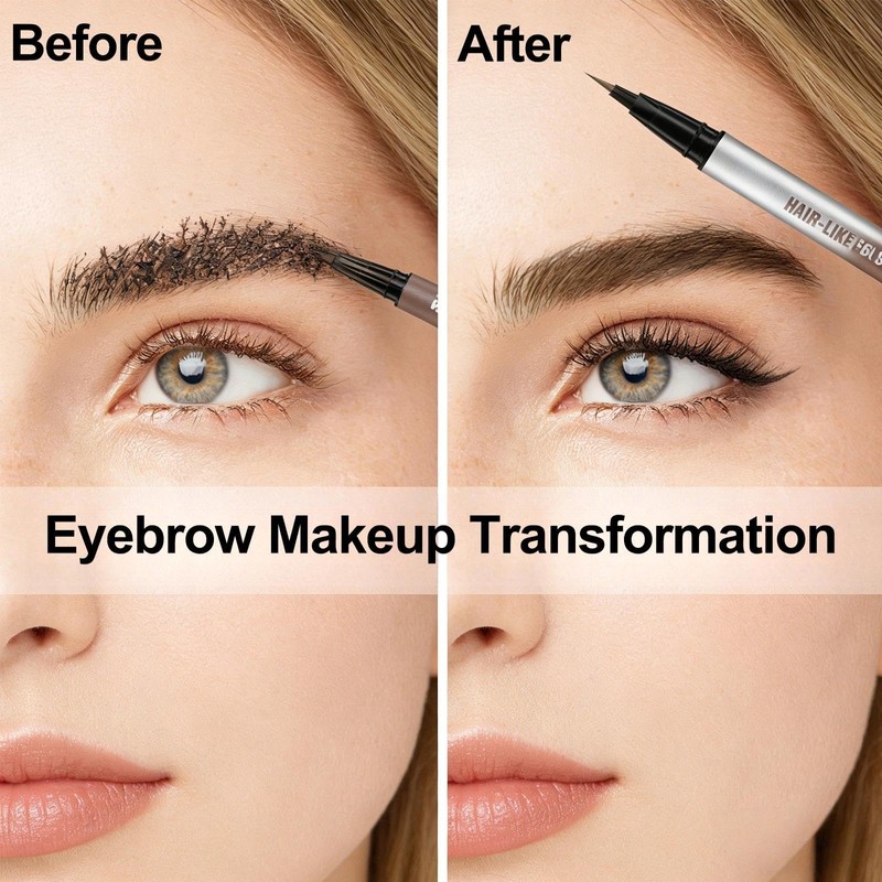 Eyebrow Stencil Kit, Microblading Eyebrow Pen with Angled Brush, 2-in-1
