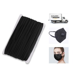 Hollosport Black Elastic Cord for Masks 1/4 Inch, 50M Oblate Soft Elastic String Rope Band for Craft Sewing with Prime Delivery