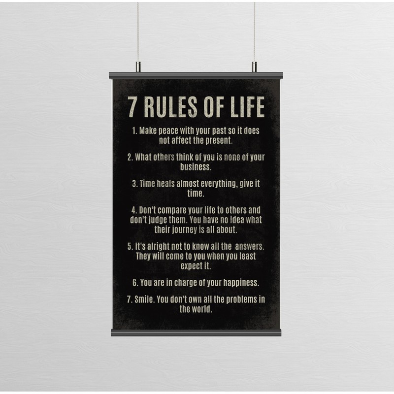 7 Rules Of Life, motivational poster print