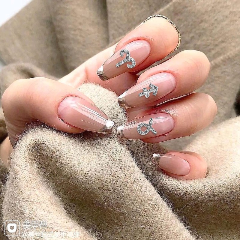 WOKOTO 24pcs Silver Zodiac Signs And Letters Nail Charms For