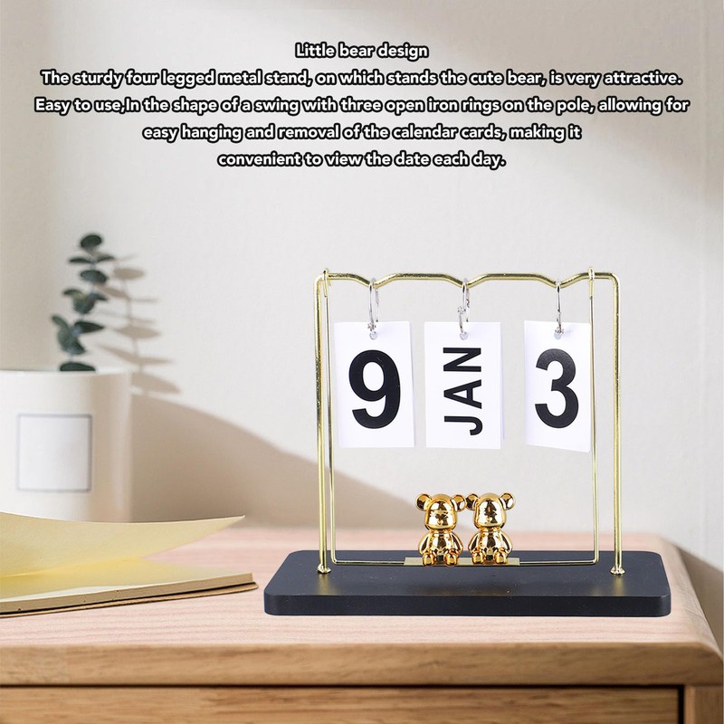 2023 Metal Desk Calendar Standing Flip, Desktop Perpetual Flip Calendar