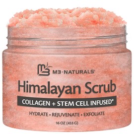 Himalaya Salt Scrub | Exfoliante Corporal de Sal del Himalaya con Colágeno, Aceite de Coco y Células Madre | Exfolia suavemente rostro, cuerpo, manos y pies, cuidado de la piel hidratante | 453 g