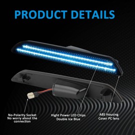 Bestview LED Side Marker Lights Reflectors Lights Dual Rows Ice Blue for 2010-2014 Ford Mustang Assembly, Smoked Lens Front & Rear Side Markers, Driver & Passenger Side Bumper Lights, Pack of 4