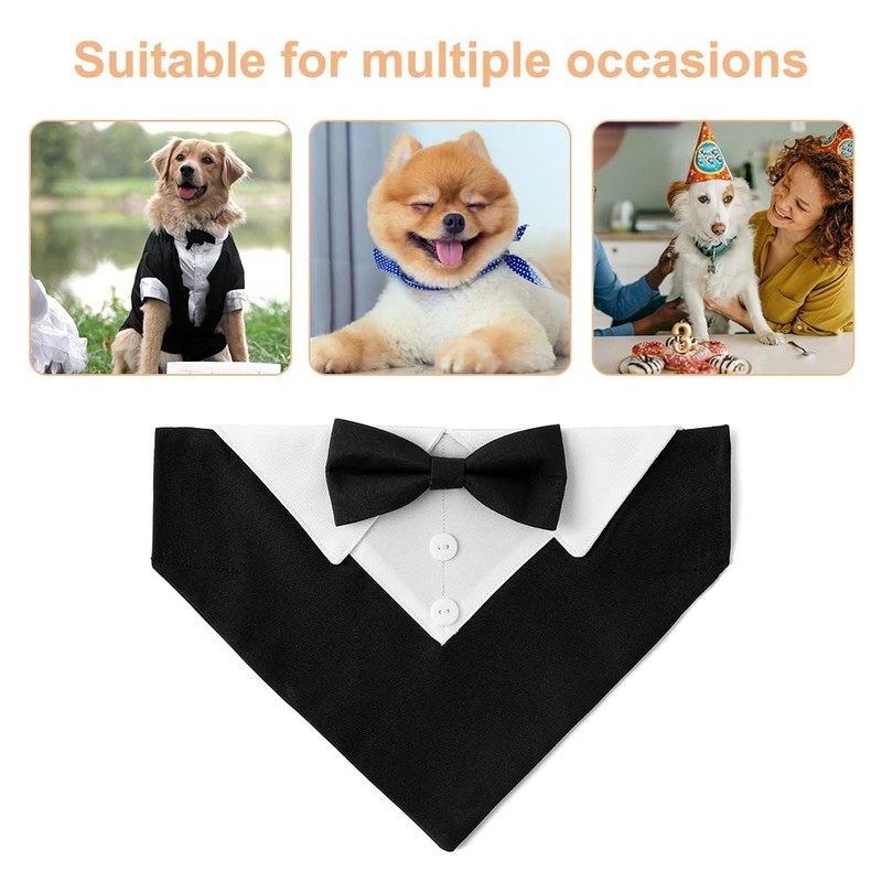 Dog Tuxedo Bandana, Dogs Wedding Party Suit Adjustable Dog Bowtie
