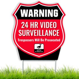 Signs Authority Video Surveillance Signs Outdoor | Coroplast; H-Stake 11"x12" Warning Signs | Security Signs For Yard | Security Camera Sign | No Trespassing Signs Private Property Video Camera Sign