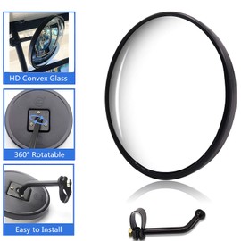 5.7'' Convex Mirror Indoor,Wide Angle Round Mirrors With Adjustable Bracket,Spot Mirrors for Trucks,Tractor,Forklift,Garage, Driveway,Bedroom,Gas Station -2PCS