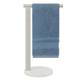 Winmien Stainless Steel L-Shaped Hand Towel Holder, SUS304 Bathroom Towel Rack with Thickened Base for Countertop Vanity (Brush Nickel)