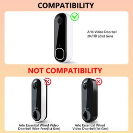Anti-Theft Doorbell Mount Compatible with Arlo Video Doorbell 2K/HD (2nd Gen), No-Drill Mounting Bracket Secure Holder for Apartment Home Office with Enhanced Protection for Arlo Doorbell Camera