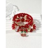 JWIGP 4Pcs Cherry Bracelet Set for Women, Red Beaded Pendant