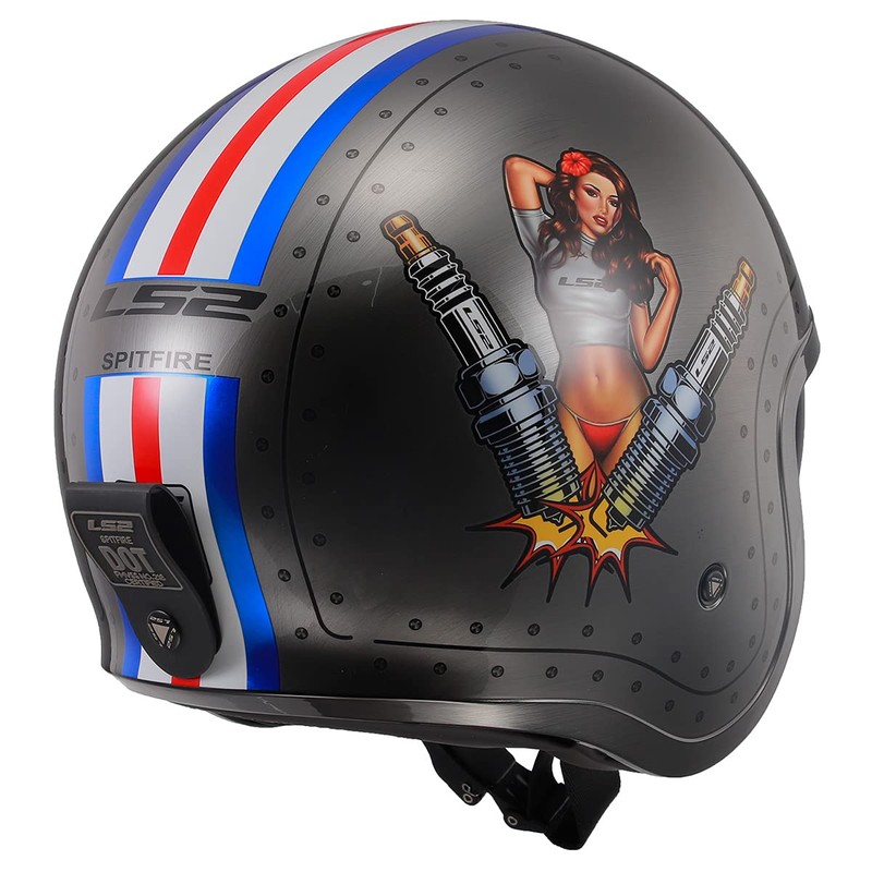 LS2 Helmets Open Face Spitfire Spark Helmet (Brushed Alloy -