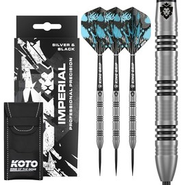 KOTO Imperial 21G Silver & Black 80% Tungsten Includes 3 Barrels, 3 Flights & 3 Shafts