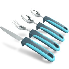 iMedic Easy Grip Cutlery for Adult - Cutlery for Disabled Hands - Dishwasher Safe Disabled Cutlery for Adults - Disability Cutlery for Adults Suffering from Trembling Hands - 1 Set