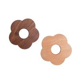 LABRIMP 2pcs Chic Wooden Cup Mats Heat Resistant Flower Shaped for Home Decor Office Hotel Use Beech Walnut Design Unique Stylish Table Accessories