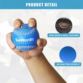 SunNordic Weighted Baseballs Set of 9, Premium Leather Baseball with Baseball Bands for Pitching, Variable Weight Baseballs for Improved Power & Pitching Training