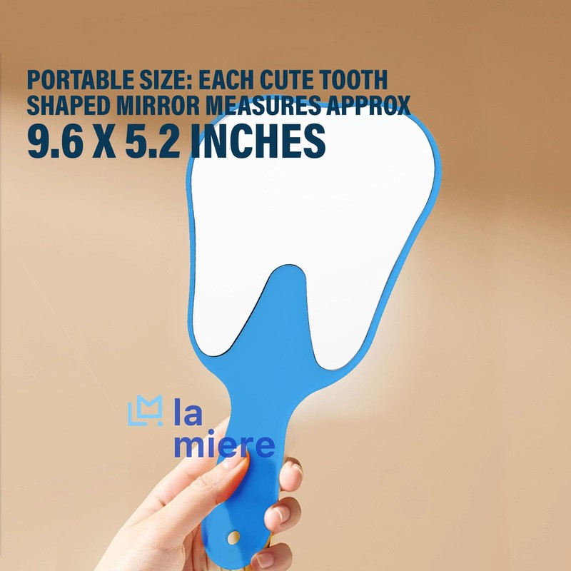 LA MIERE Tooth Shaped Mirror - Hand Mirrors with Handle