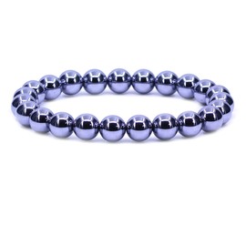 Keleny Natural 8mm White Terahertz Jasper Round Beads Stone Stretch Bracelet 7 Inch Unisex