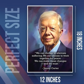 Póster inspirador del presidente de Jimmy Carter – Retrato presidencial vibrante y distinguido – Póster sin marco, 12 x 18 pulgadas – Póster premium en papel brillante de 100 libras – Impreso en los Estados Unidos FHJP1321