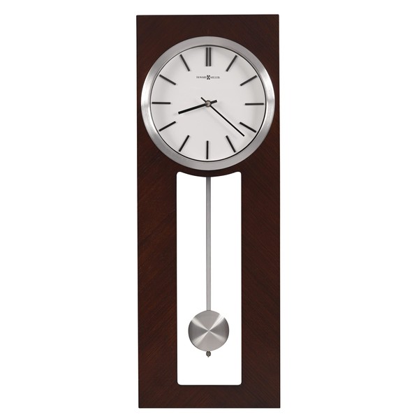 Howard Miller Madison Wall Clock 625696 – Espresso Finished Frame, Bright White Dial, Contemporary Home Decor, Satin-Silver Finished Pendulum, Quartz Movement
