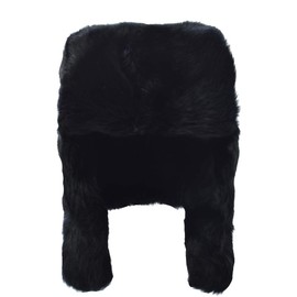Sandy Ting Men's Rabbit Fur Trapper Hat Ear Flaps Russian Style Ushanka Hat
