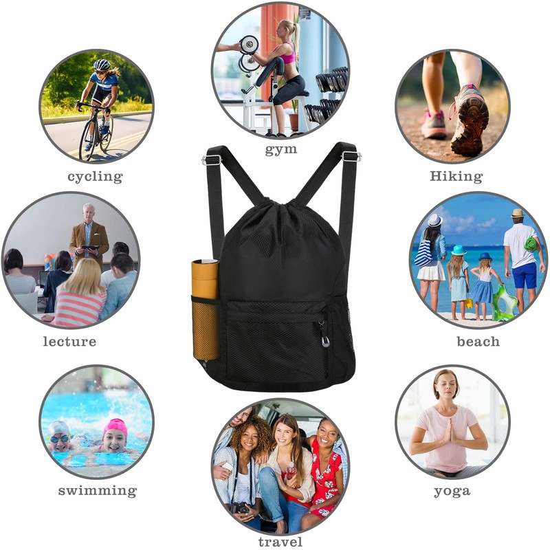 NATURAL STYLE Waterproof Drawstring Bag, Lightweight String Backpack with Water