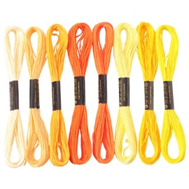 CABODYALS 8 Skeins 6 Strands Yellow Embroidery Floss Threads Variegated Gradient Cross Stitch Thread Polyester Friendship Bracelets Yarn String Bulk for Hand Sewing Knitting Crafts Crochet Stitching