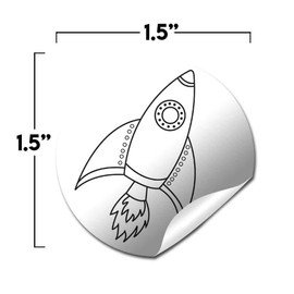 Color Your Own Outer Space Themed Birthday Party Favor Sticker Labels for Kids, 90 1.5" Party Circle Stickers by AmandaCreation, Great for Arts & Crafts, Envelope Seals, Goodie Bags & Treats