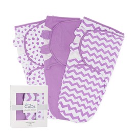 Comfy Cubs Swaddle Blanket Baby Girl Boy Easy Adjustable 3 Pack Infant Sleep Sack Wrap Newborn Babies (Small 0-3 Months, Purple)