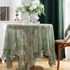 Lace Tablecloth with Ruffles, Rectangular, Green Vintage Overlay Lace Tablecloth,