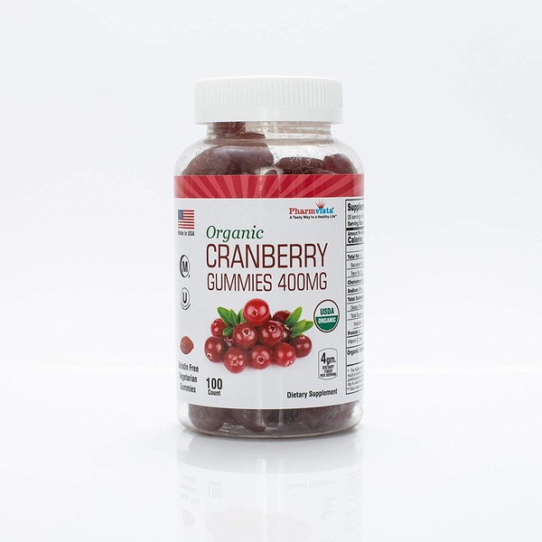 Pharmvista Organic Cranberry Gummies 400mg - Gluten Free, Nutrient Rich Snack - 90 Count