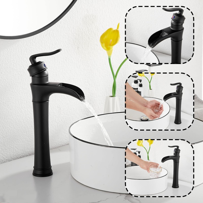 Matte Black Bathroom Faucet GGStudy Single Handle One Hole Farmhouse