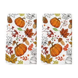 Artoid Mode Leaves Pumpkin Pinecone Thanksgiving Kitchen Towels Dish Towels, 18x26 Inch Farmhouse Holiday Decoration Cleaning Set of 2