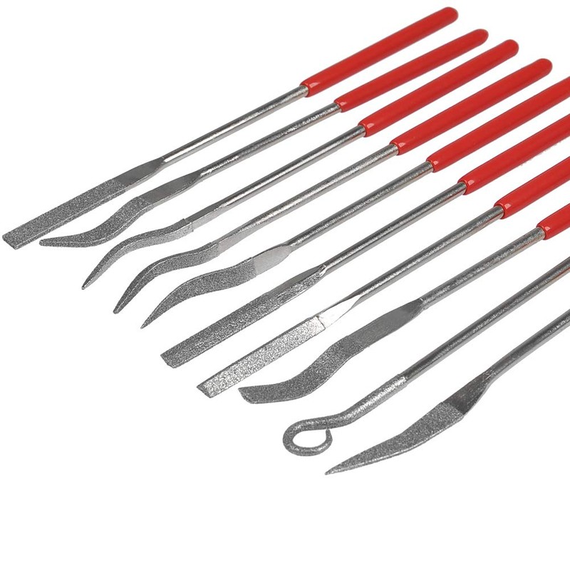 FOCCTS Pack of 10 Curved Mini Diamond Files Set Needle