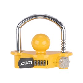 LCGP Yellow Trailer Hitch Lock with Combination Lock, Fits 1-7/8,2 and 2-5/16 Inch Couplers,Adjustable Storage Security, Heavy-Duty Steel