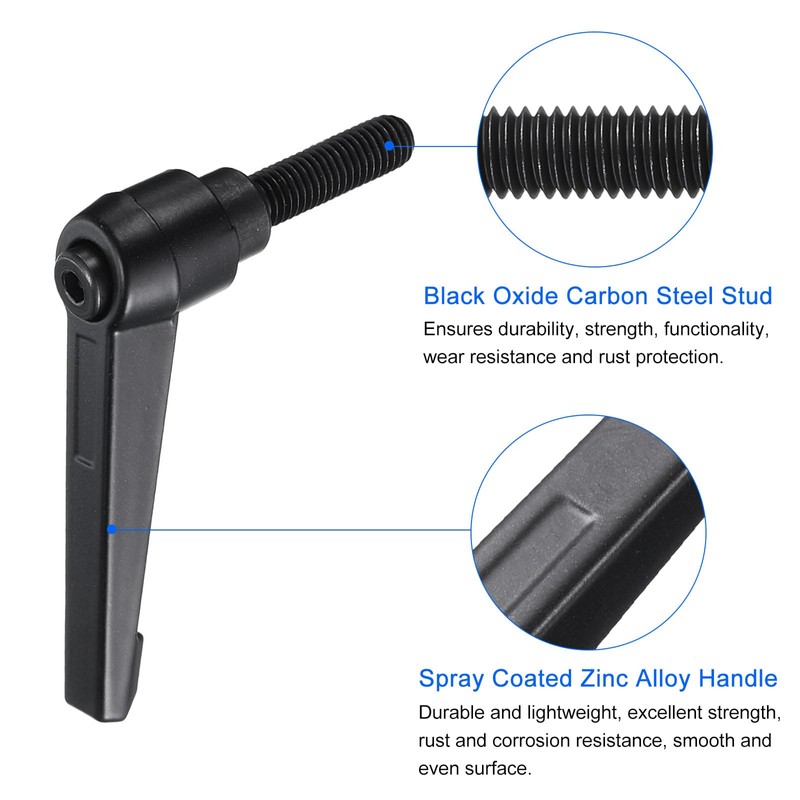 sourcing map 4pcs Clamping Lever Handles, M8 x 25mm Black