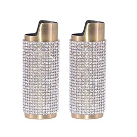 Gold Lighter Cover Sleeve with Crystal Rhinestones LS3