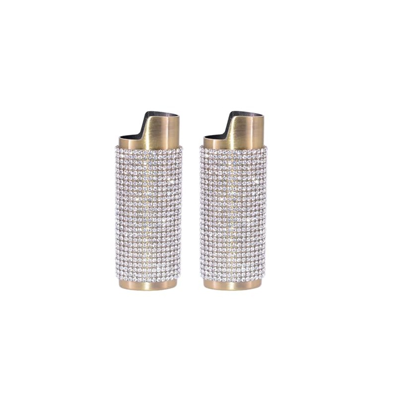 Gold Lighter Cover Sleeve with Crystal Rhinestones LS3