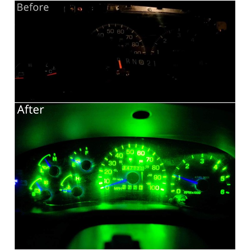 WLJH Bright Green LED Bulb Instrument Panel Cluster Gauge Light