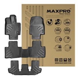 MAXPRO Floor Liner Compatible with Toyota Highlander (2020-2025) not for Hybrid. Custom Fit. Heavy Duty All Weather Mats Waterproof for Tough Conditions. Complete Set Custom Floor Mats