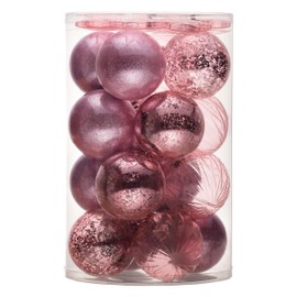 DecorbyHannah Pink Christmas Ornaments,25ct 80mm Large Christmas Tree Ornaments Decorations,Shatterproof Clear Plastic Ball Ornaments for Christmas Tree for Xmas,Valentine,Wedding,Spring