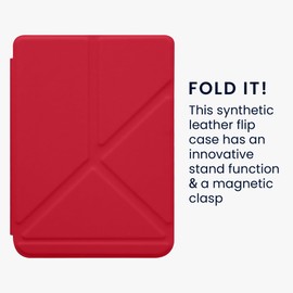 kwmobile Origami Case Compatible with Kobo Clara 2E / Tolino Shine 4 Case - Slim PU Leather Cover with Stand - Dark Pink Matte