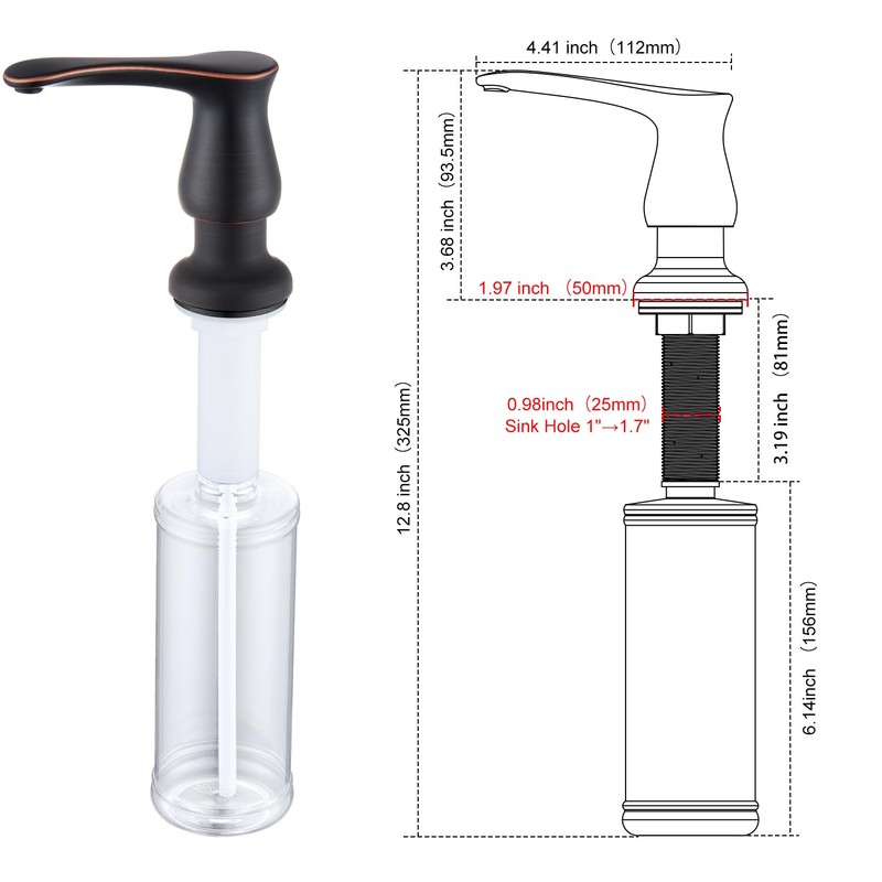 GAGALIFE Kitchen Sink Soap Dispenser Oil Rubbed Bronze, Built in