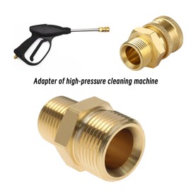 YINETTECH 2pcs Brass Pressure Washer Coupling, 3/8" NPT Male to M22 14mm Male Adapter Connector, 4500PSI Male Thread, Pressure Washer Hose Connector Converter