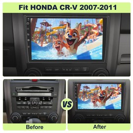 Pyniro 2G+64G Car Radio Stereo for Honda CRV 2007-2011 9 Inch Android 13Head Unit Touchscreen with Wireless CarPlay Android Auto Bluetooth GPS Navigation with Rear Camera (B)
