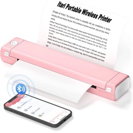 Phomemo Portable Printers Wireless for Travel - M08F-A4 Bluetooth Thermal Printer - Pink