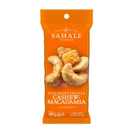 Sahale Snacks Tangerine Vanilla Cashew-Macadamia Glazed Mix,1.5 oz Grab & Go Bags(18 Packs)Dry-Roasted Deluxe Mixed Nuts with Mangoes & Madagascar Vanilla-Non-GMO,Kosher,& Certified Gluten Free Snacks
