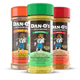 Dan-O's Seasoning Gameday Pack - Seasoning for Cooking & Grilling Anything - meat, vegetables, snacks, popcorn seasoning - Small bottle 3 Pack | Original, Tac-O, & Spicy