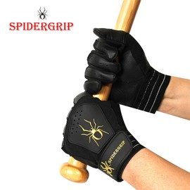 J&S Sporting Spider-Grip Power Digital Batting Gloves – Baseball & Softball Gloves for Youth, Men & Women – Durable, Breathable, Non-Slip Grip (Black, Small)